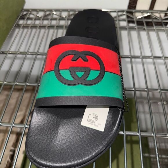 Brand new with box Gucci Black, Red, and Green mens Sandals slippers - Picture 3 of 15